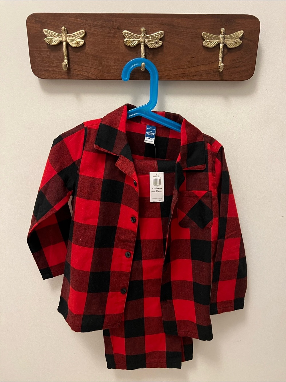 Old Navy Kids Red and Black Buffalo Plaid Pajama Set